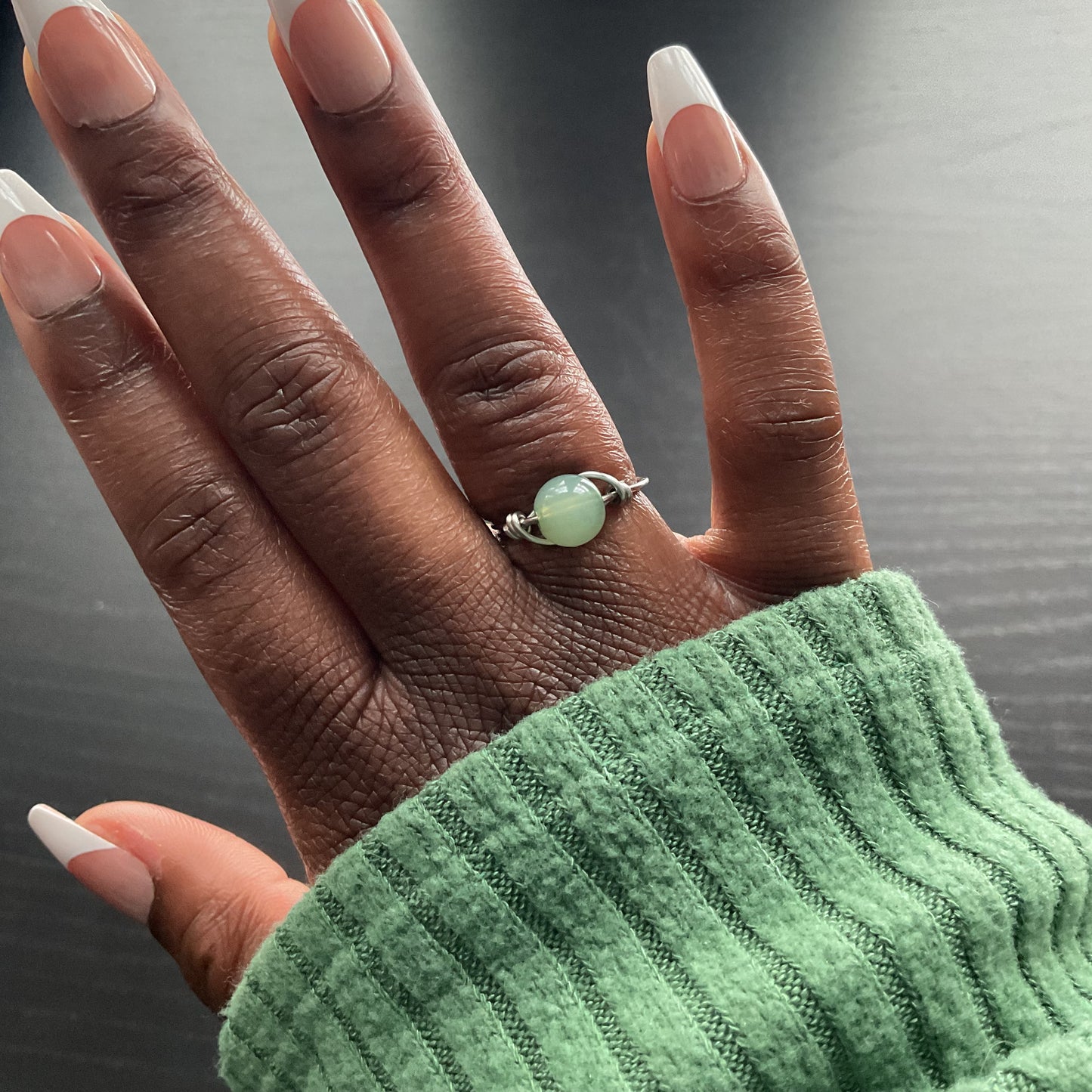 Green Wire Wrapped Rings