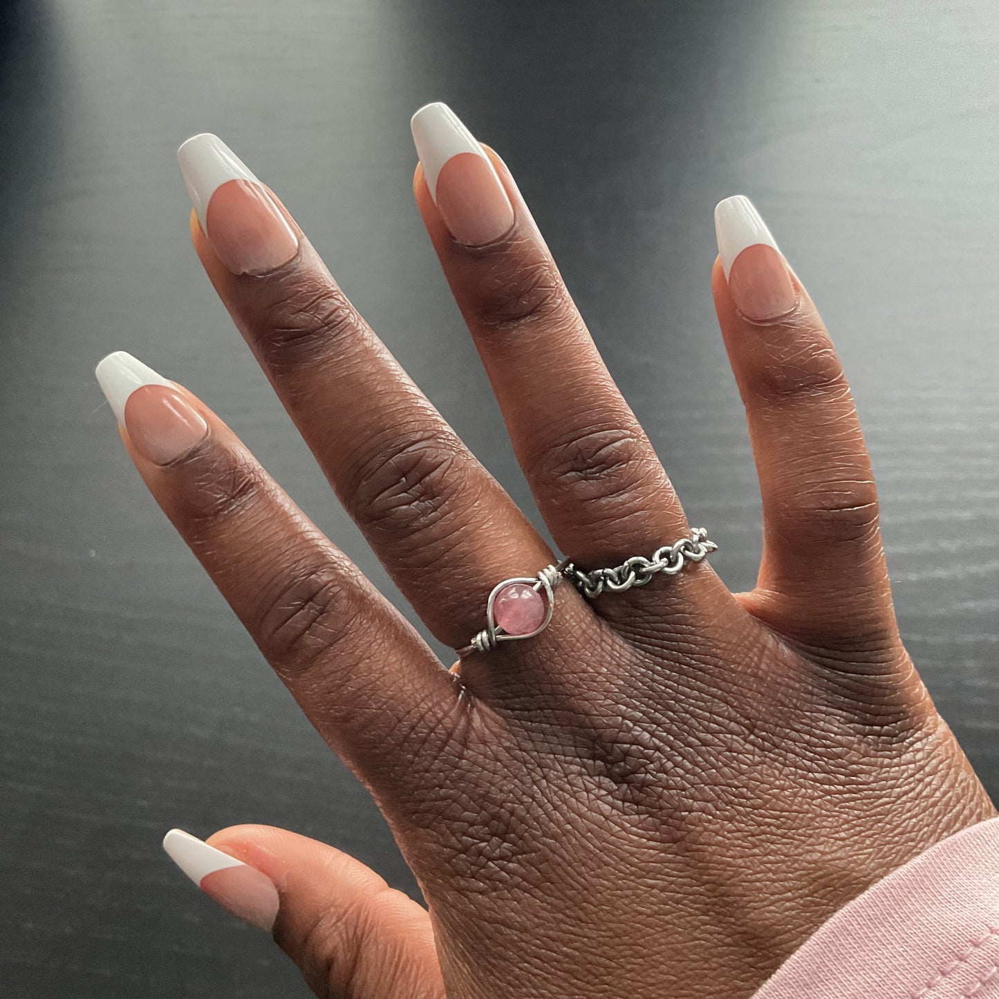 Pink Wire Wrapped Rings