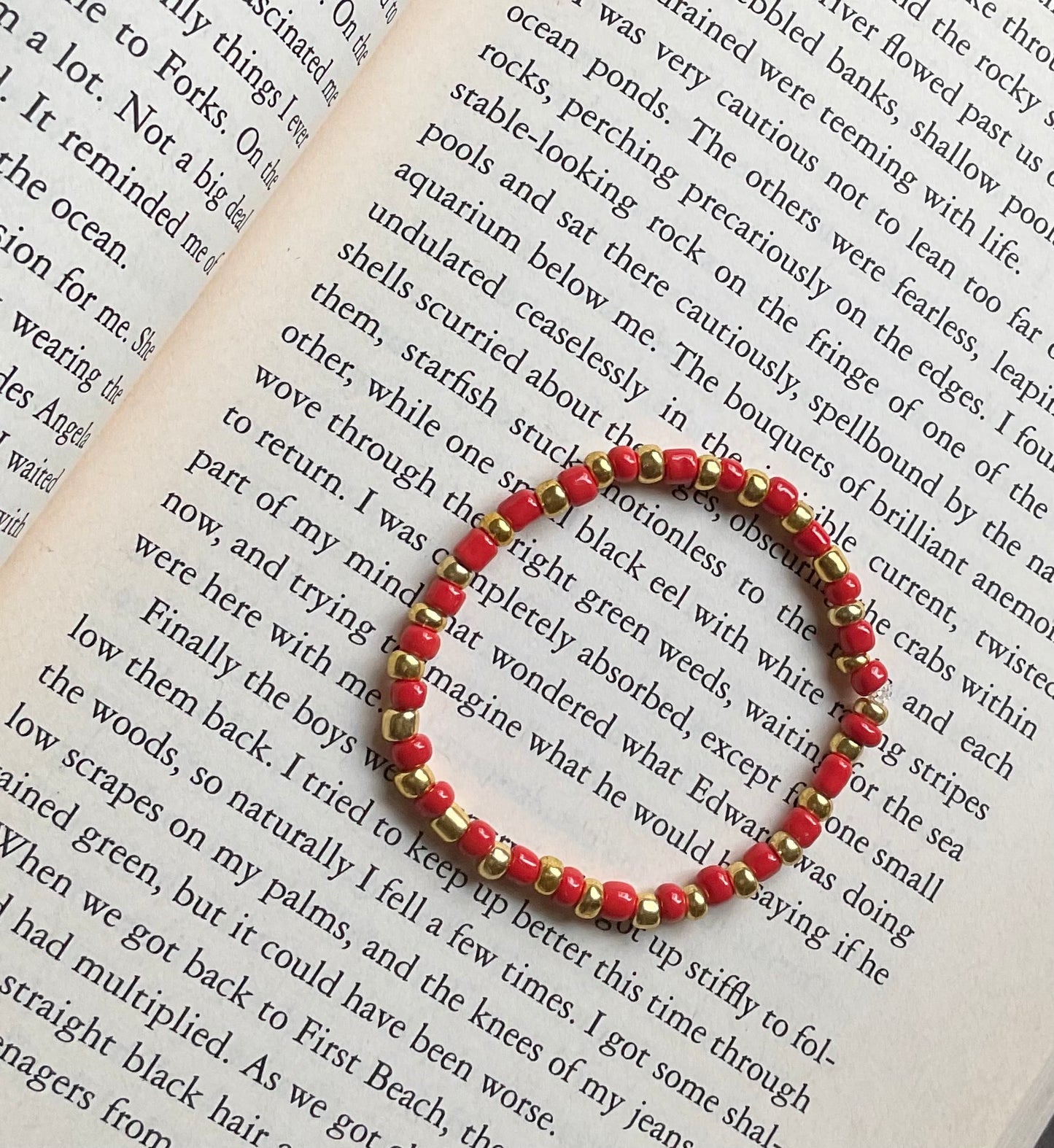 Red & Gold Seed Bead Bracelet