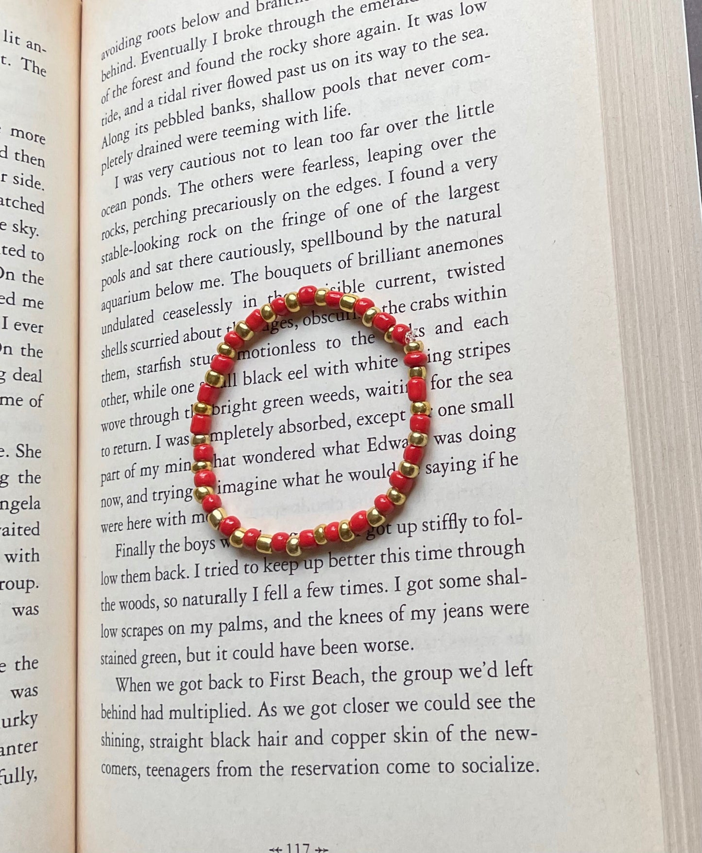 Red & Gold Seed Bead Bracelet