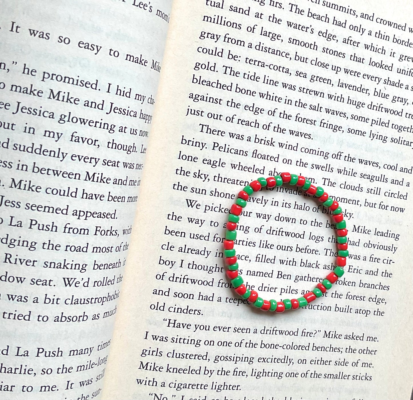 Red & Green Seed Bead Bracelet