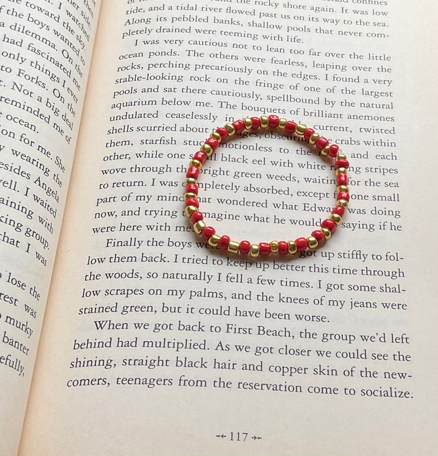 Red & Gold Seed Bead Bracelet