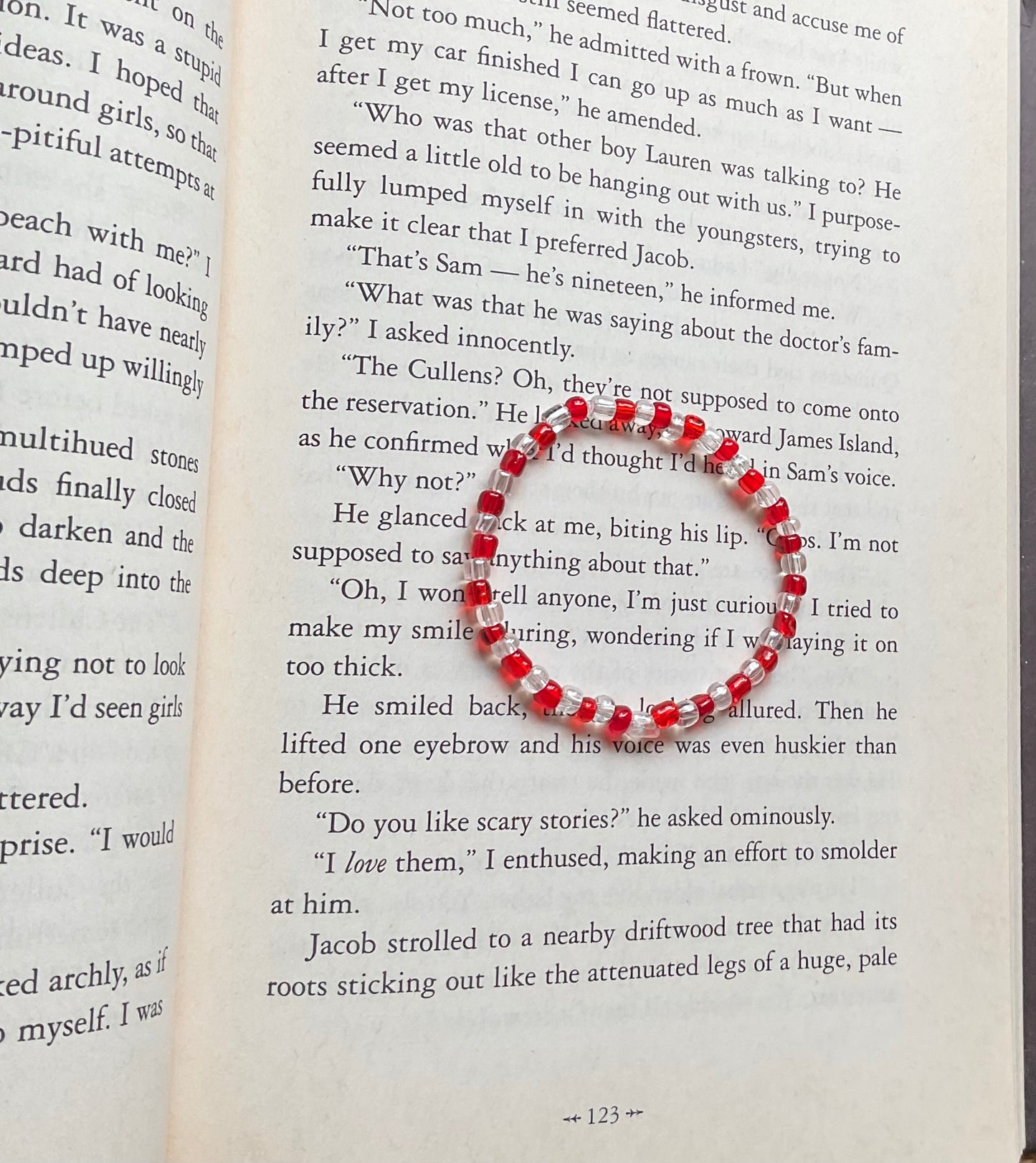 Translucent Red & Clear Seed Bead Bracelet