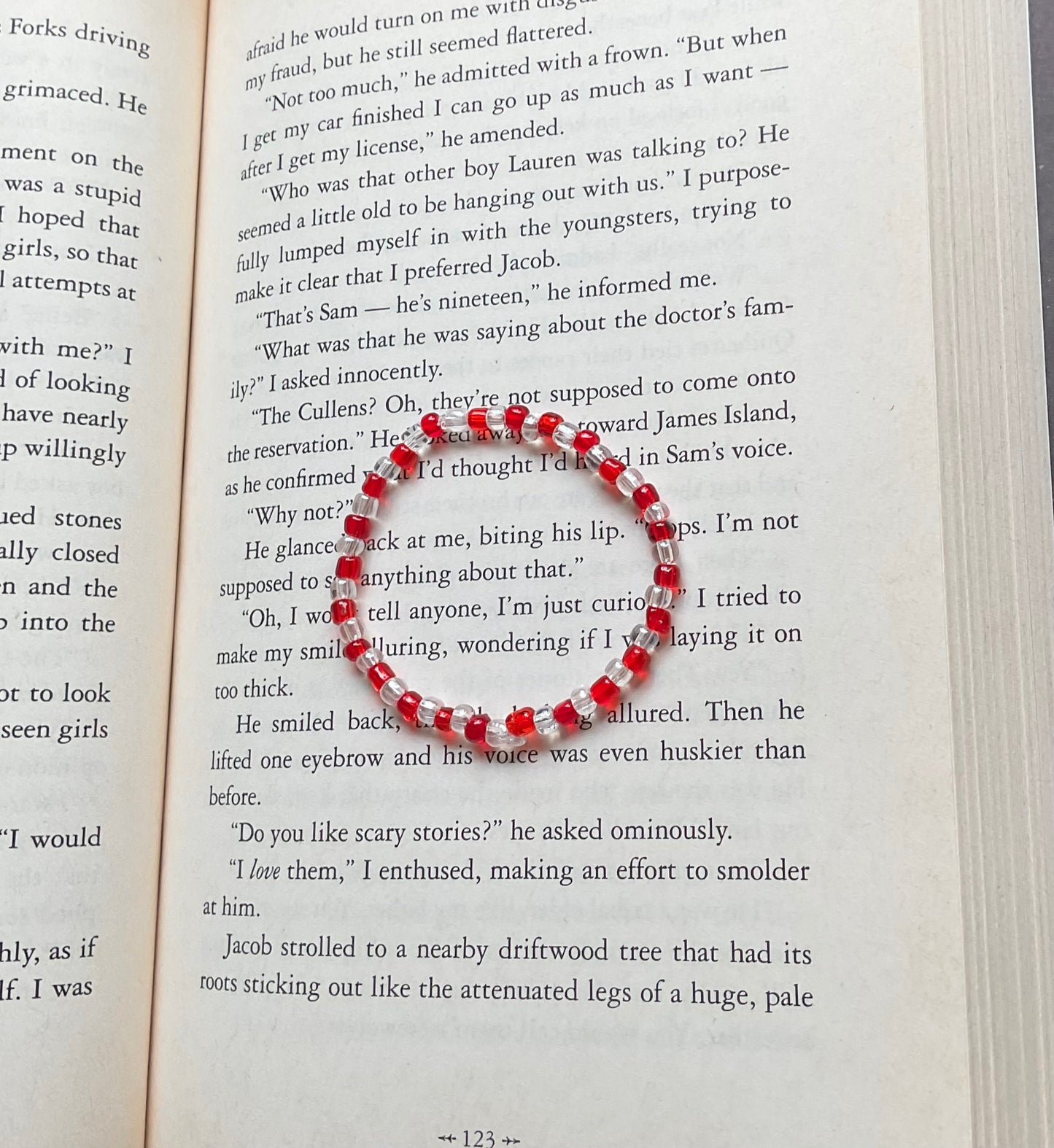 Translucent Red & Clear Seed Bead Bracelet