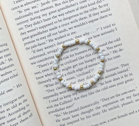 Gold & White Seed Bead Bracelet