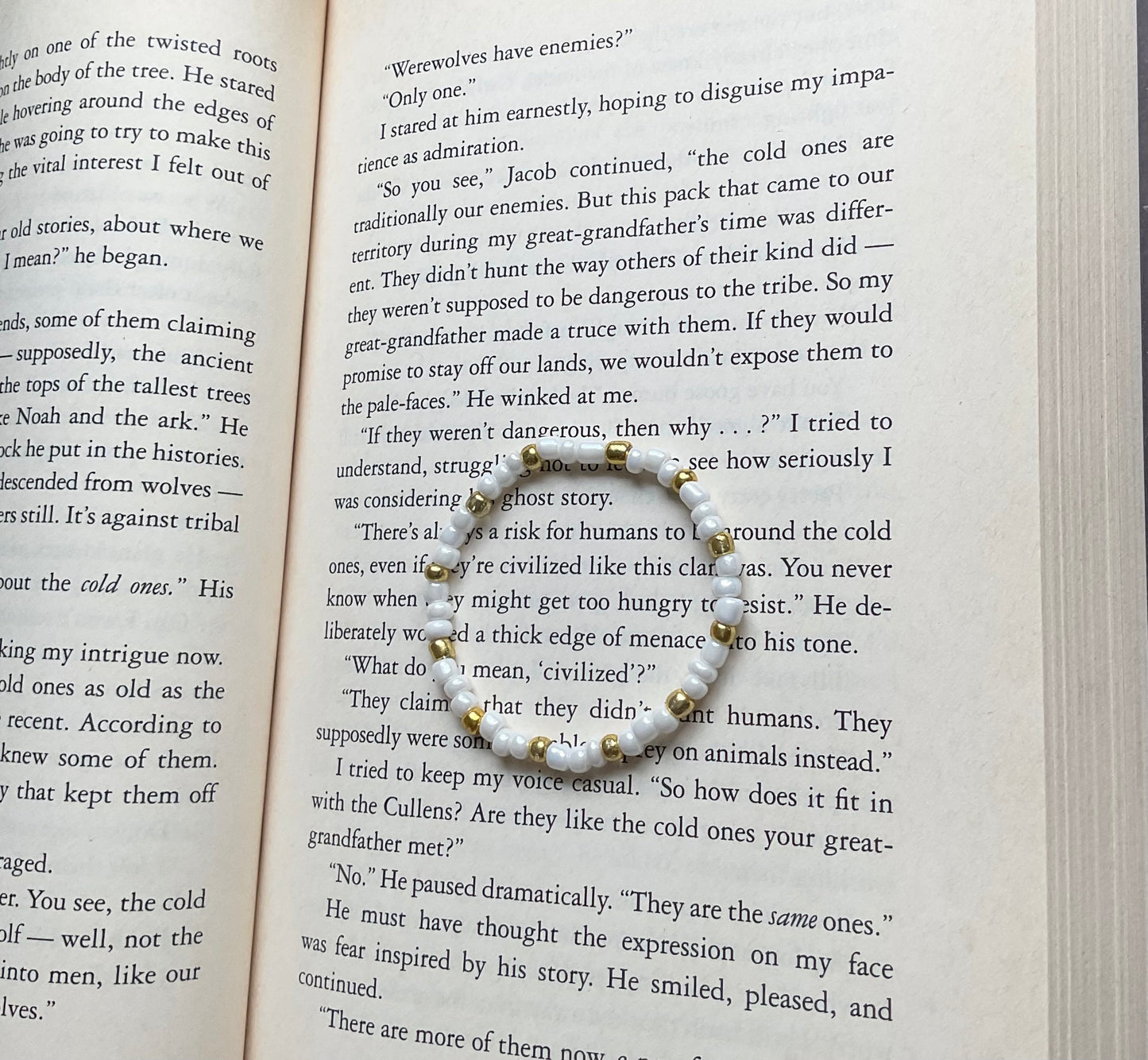 Gold & White Seed Bead Bracelet