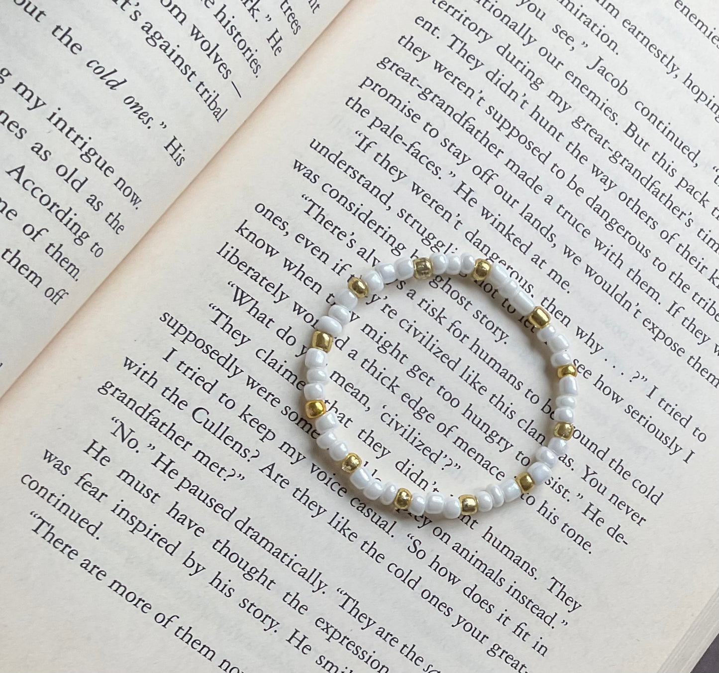 Gold & White Seed Bead Bracelet