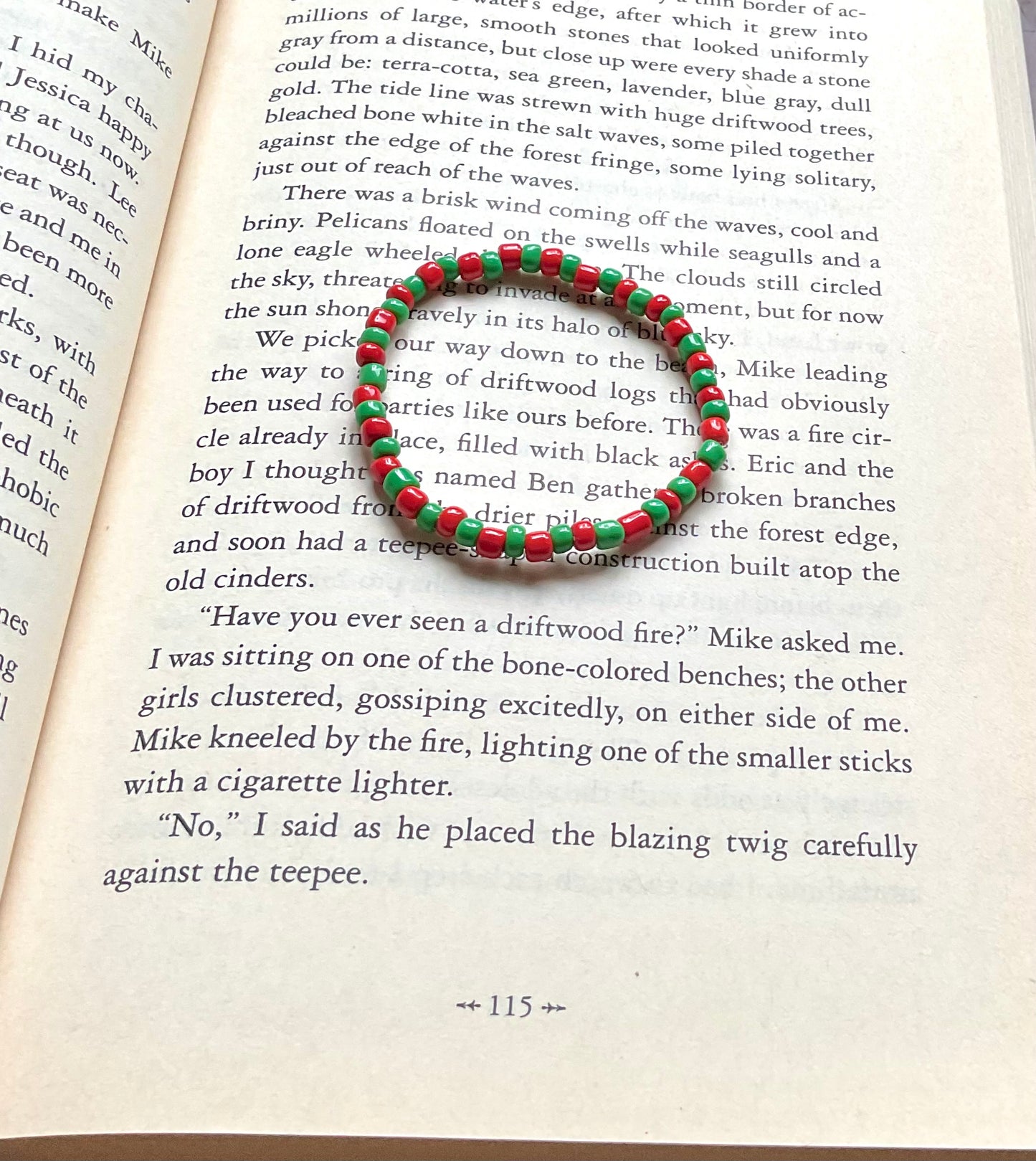 Red & Green Seed Bead Bracelet